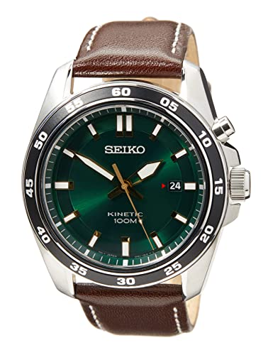 Seiko Reloj Analógico para Hombre de Kinetico con Correa en Cuero SKA791P1