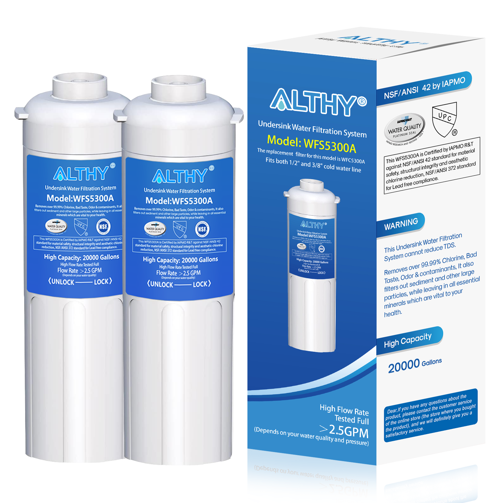 Filtro de agua para ALTHY WFS5300A ubicado debajo del fregadero, conexión directa