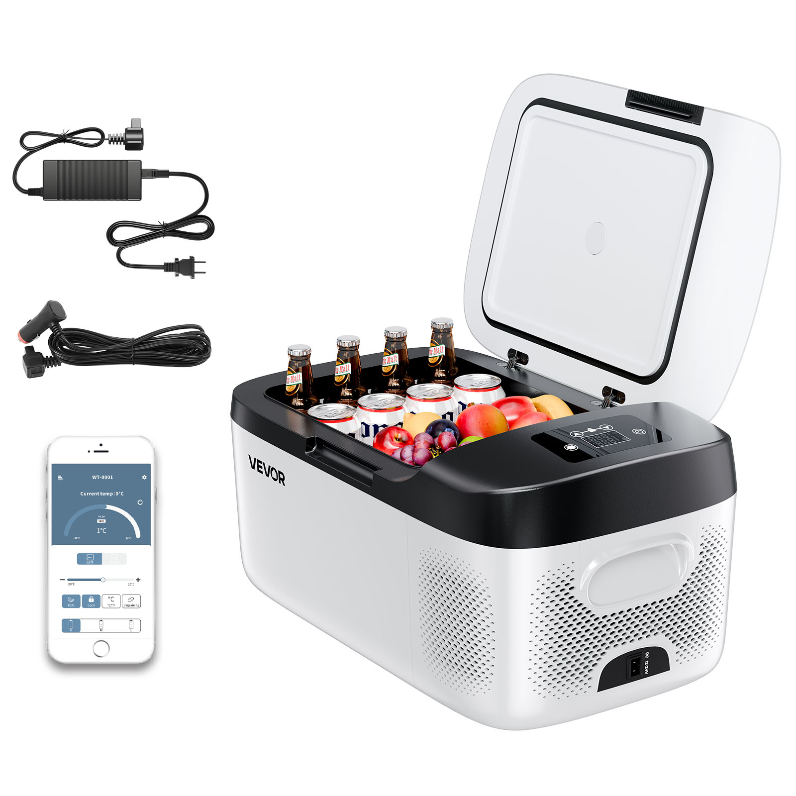 Nevera Portátil SucceBuy de 15L, Congelador para Auto de 12V/24V, Mini Refrigerador con Compresor