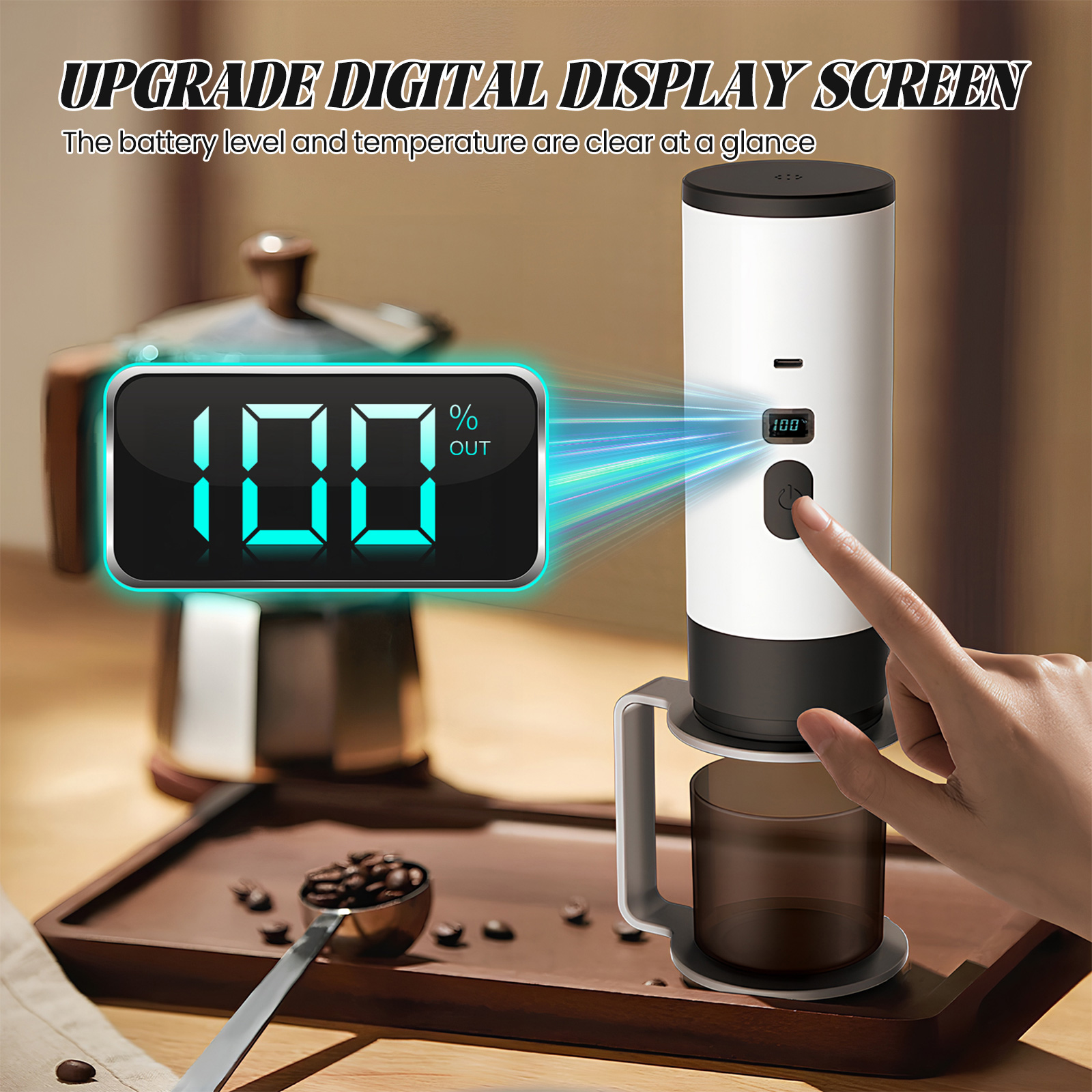Cafetera Eléctrica Portátil 3 en 1, Máquina de Espresso Recargable por USB de 20 Bares