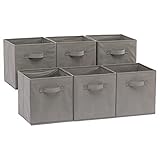 Amazon Basics Cubos de almacenamiento de tela plegables con asas, 26,6 x 26,6 x 27,9 cm, color
