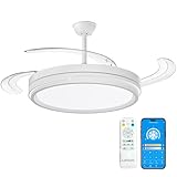 LEDUNI ® Ventilador techo con luz 66W+30W MotorDC Ventilador Invisible Ultra Silencioso con Mando a