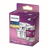 Philips Lámpara LED GU10 clásica, reflector, 355 lúmenes equivalentes a 50 W, blanco cálido