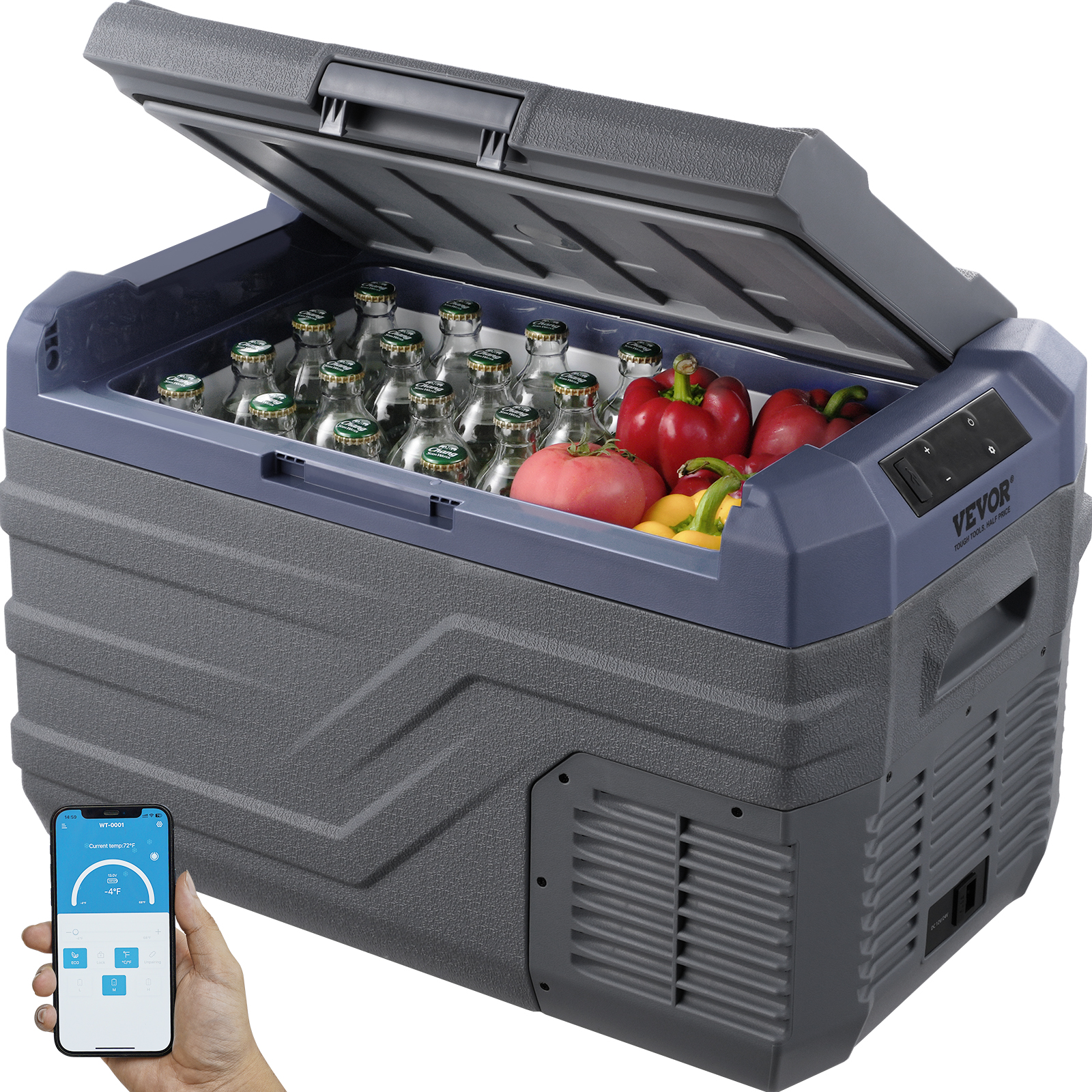 Refrigerador portátil SucceBuy RV, 30/37/45L para coche, camping con compresor de luz incorporado,