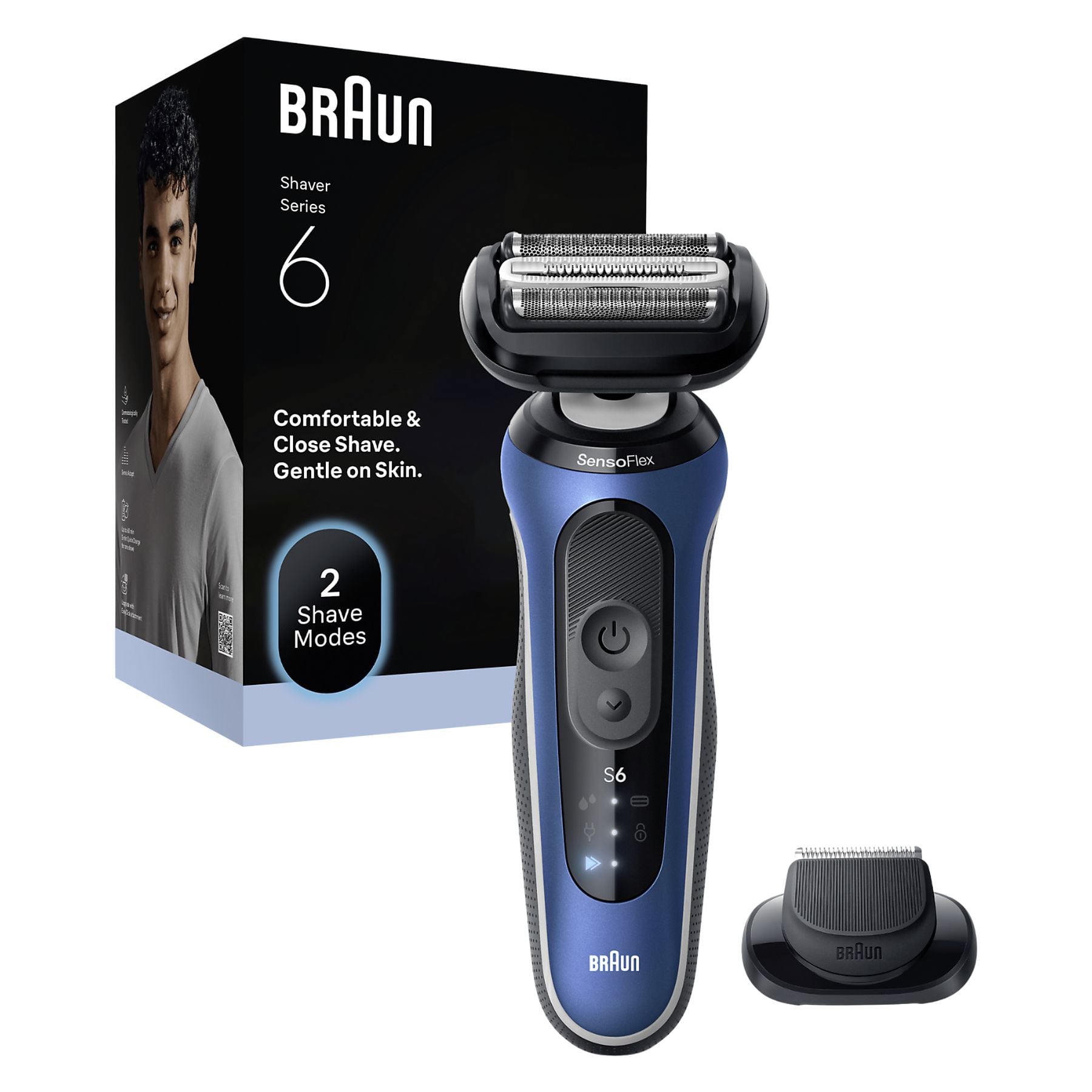 Braun Series 6 con Adaptación 2D, 2 modos de afeitado (turbo y suave), 60 min en seco y mojado