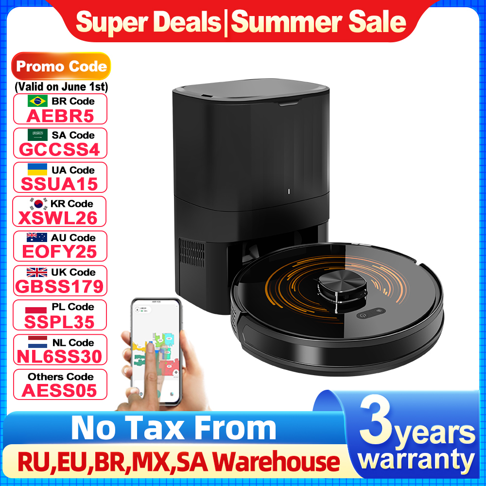 Robot aspirador K30 - Con autovaciado, doble láser, luz UV, mapeo multinivel, limpieza automática