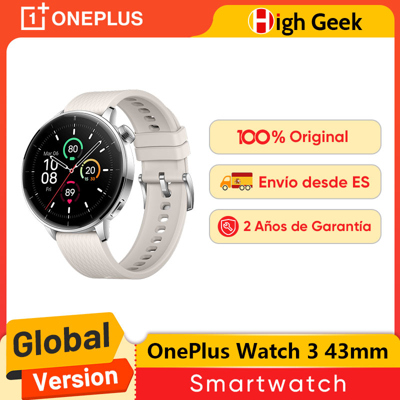 OnePlus Watch 3 de 43 mm Pantalla AMOLED de 1,32", 60 horas de batería, Wear OS by Google GPS, NFC