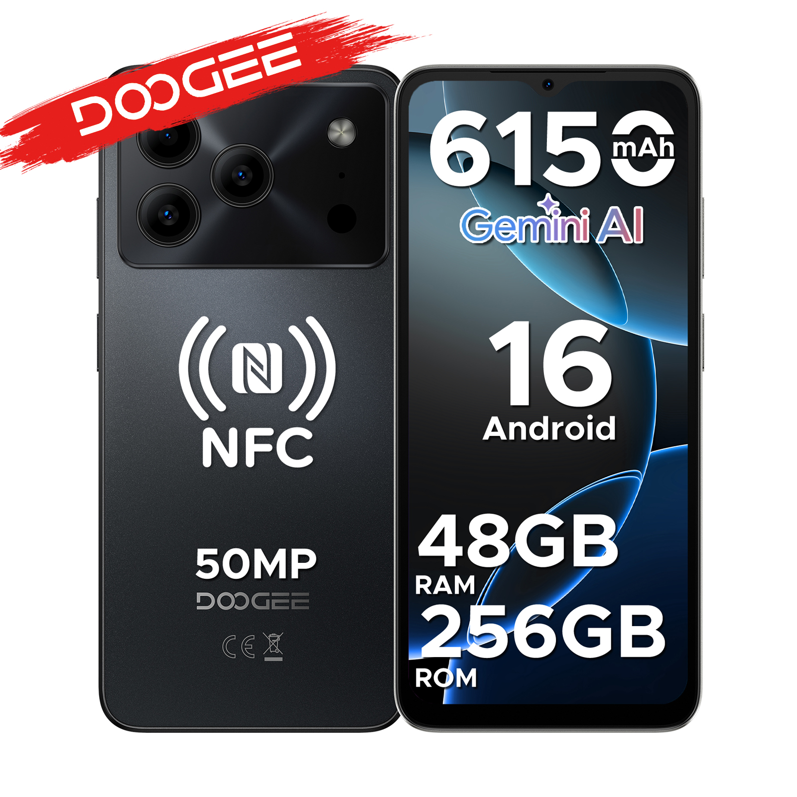 DOOGEE Note56 Plus - Android 16, pantalla 6.56", batería 6150mAh, 48GB RAM, 256GB de almacenamiento