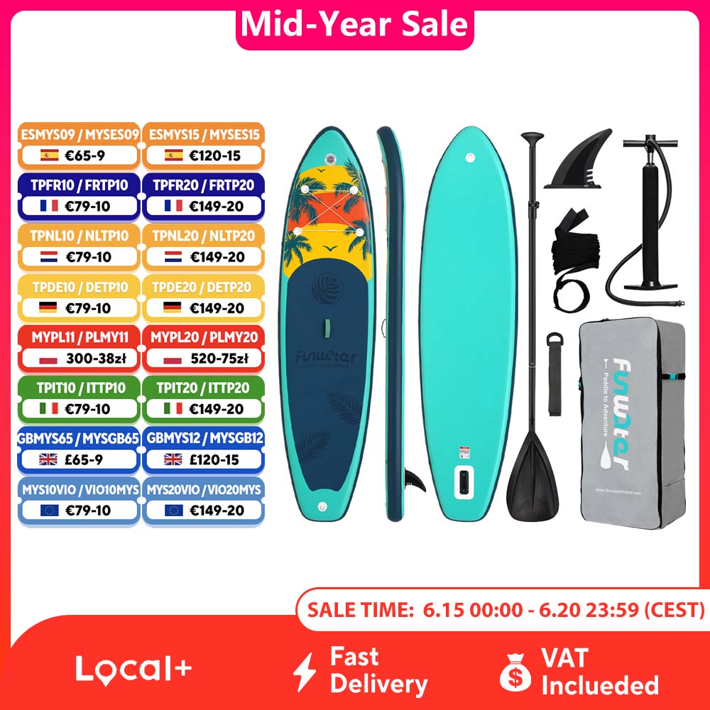 FunWater tabla inflable de Stand Up Paddle, antideslizante para deportes acuáticos de 320-385CM