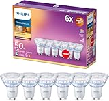 Philips - LED Gu10, 3.8 W Equivalente a 50 W, 345 Lumen, Regulable, Blanco Cálido, 6 Unidades
