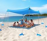Carpa de Playa Rhino Valley, 3x3M, Protección UPF50+ con 8 Sacos de Arena, 4 Postes de Estabilidad