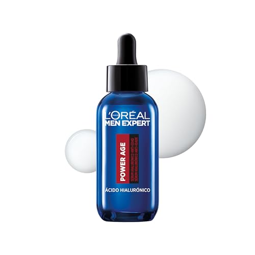 L'Oréal Sérum de Ácido hialurónico para hombre, Para pieles envejecidas, secas y apagadas, Men Exper