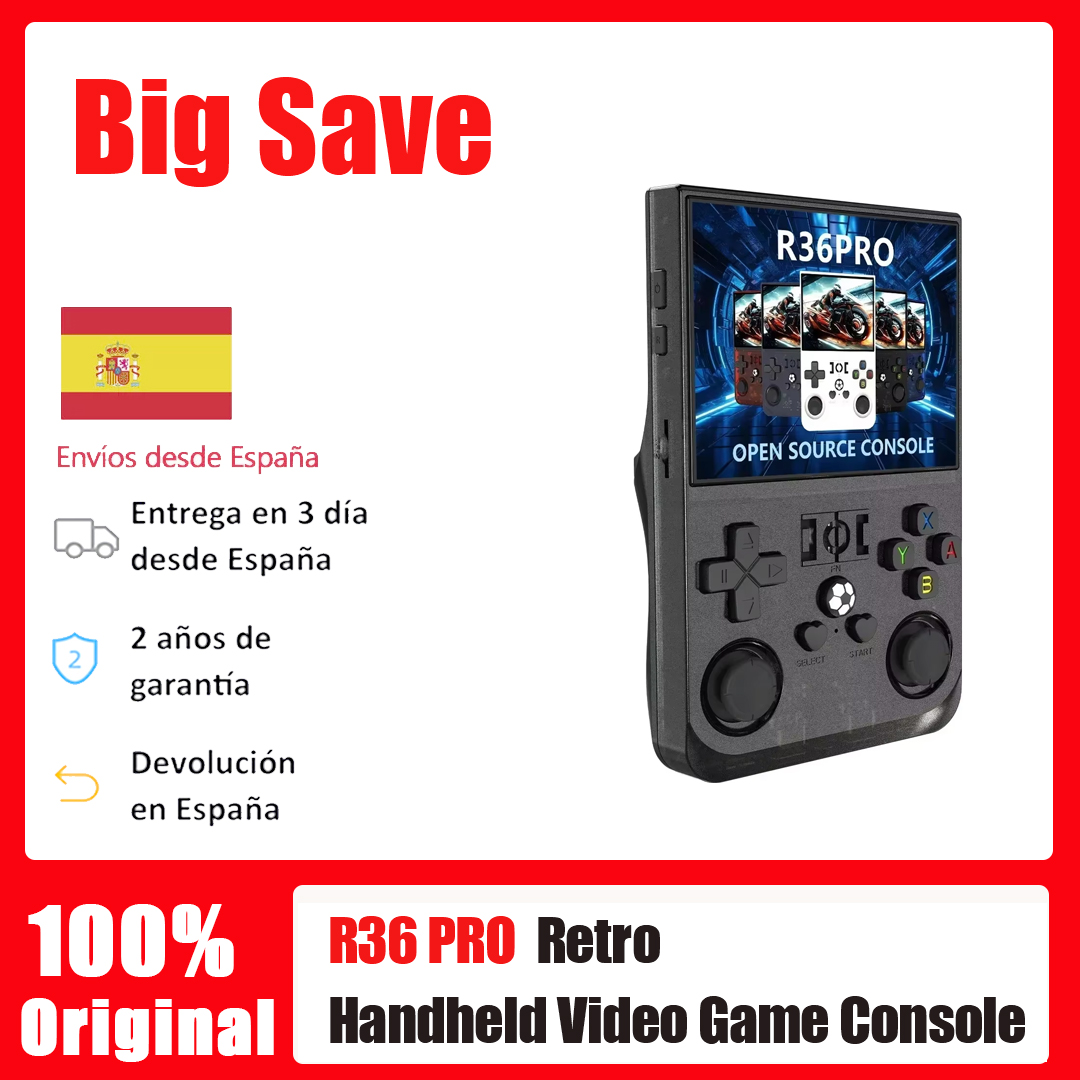 Consola de videojuegos portátil R36PRO, sistema Linux, pantalla IPS de 3,5", 64 GB, 128 GB