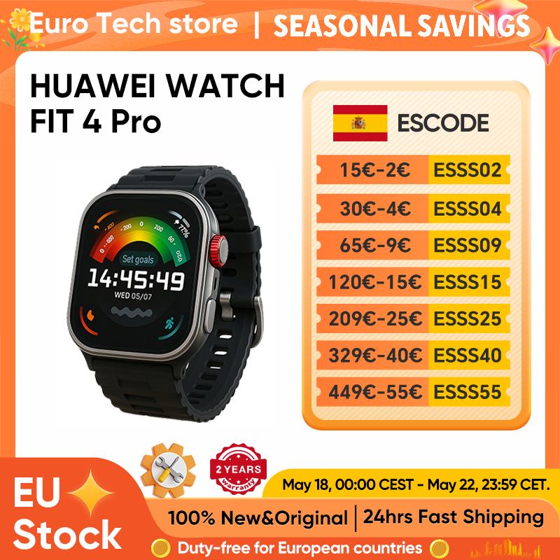 HUAWEI WATCH FIT 4 Pro, Bluetooth, HarmonyOS, pantalla a color AMOLED de 1,82", batería 400mAh