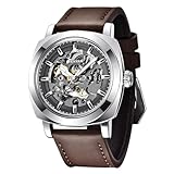 Reloj mecánico automático BENYAR, Correa de Piel, Esfera Esqueleto de 45 mm, Resistente al Agua