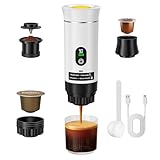 Máquina de Café Portátil GJCrafts, 3 en 1 de Batería, Compatible con Cápsulas y Café Molido