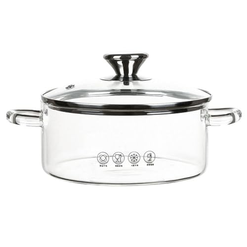 TAMUME Olla de Vidrio con Tapa de Cristal, 1500ML