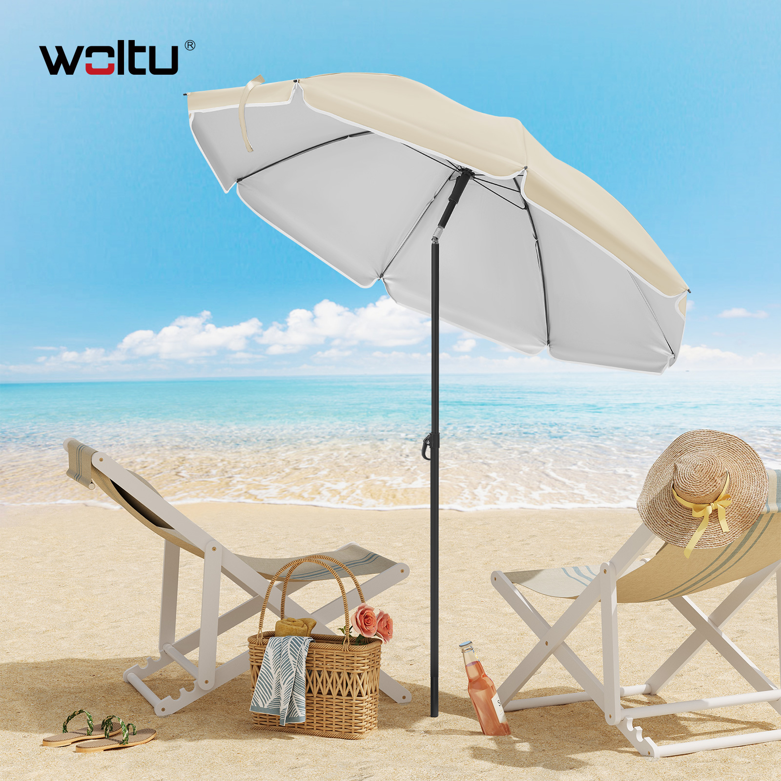 Sombrilla de Patio para Exteriores WOLTU, Resistente a los Rayos UV, Impermeable, Redonda, Ajustable