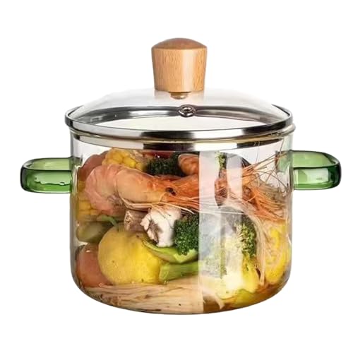 Ollas de vidrio para cocinar en estufa, olla de vidrio transparente de 1600 ml con