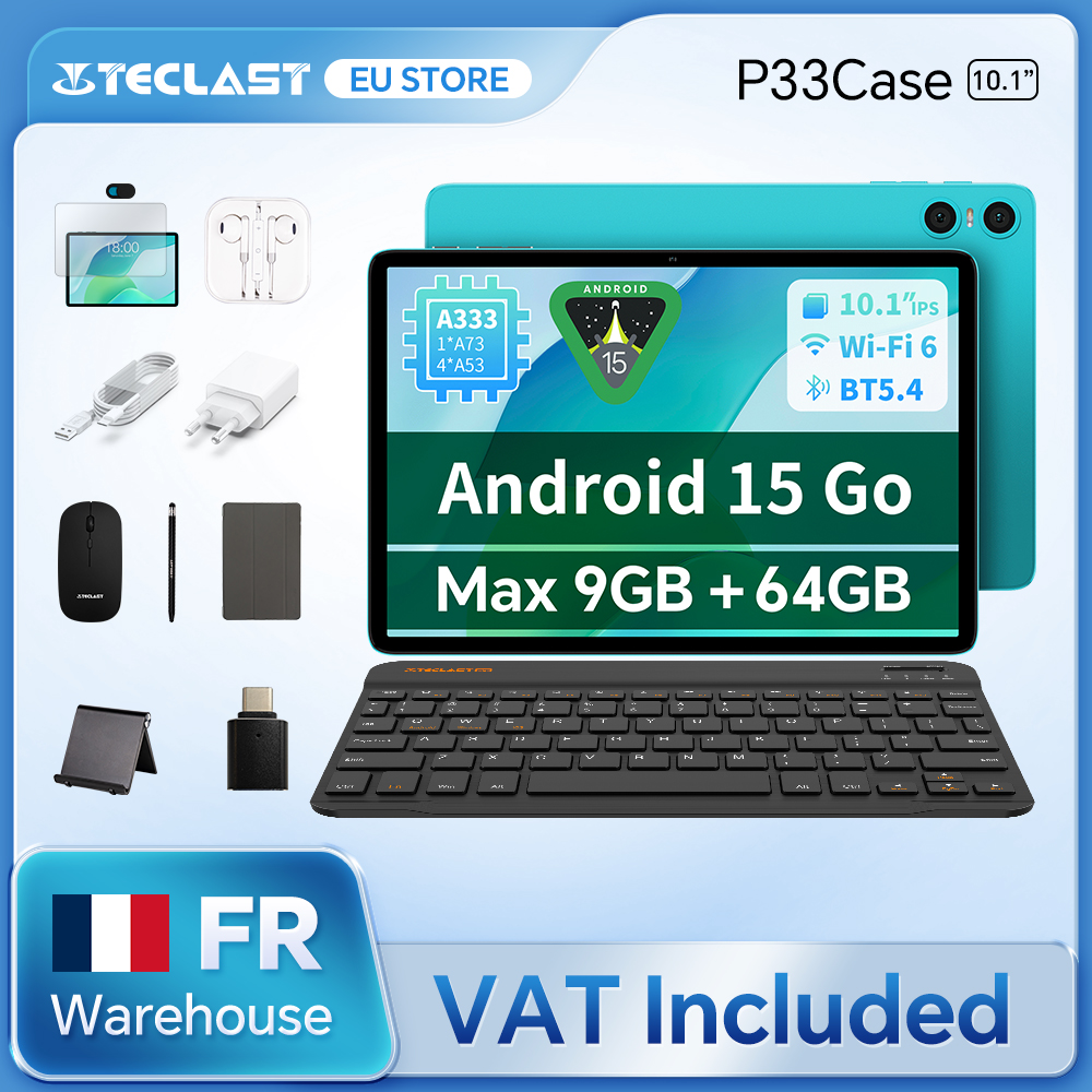Teclast P33 Android 15, 10.1", 9 GB RAM, 64GB ROM, 5 núcleos, 6000 mAh, tipo-c