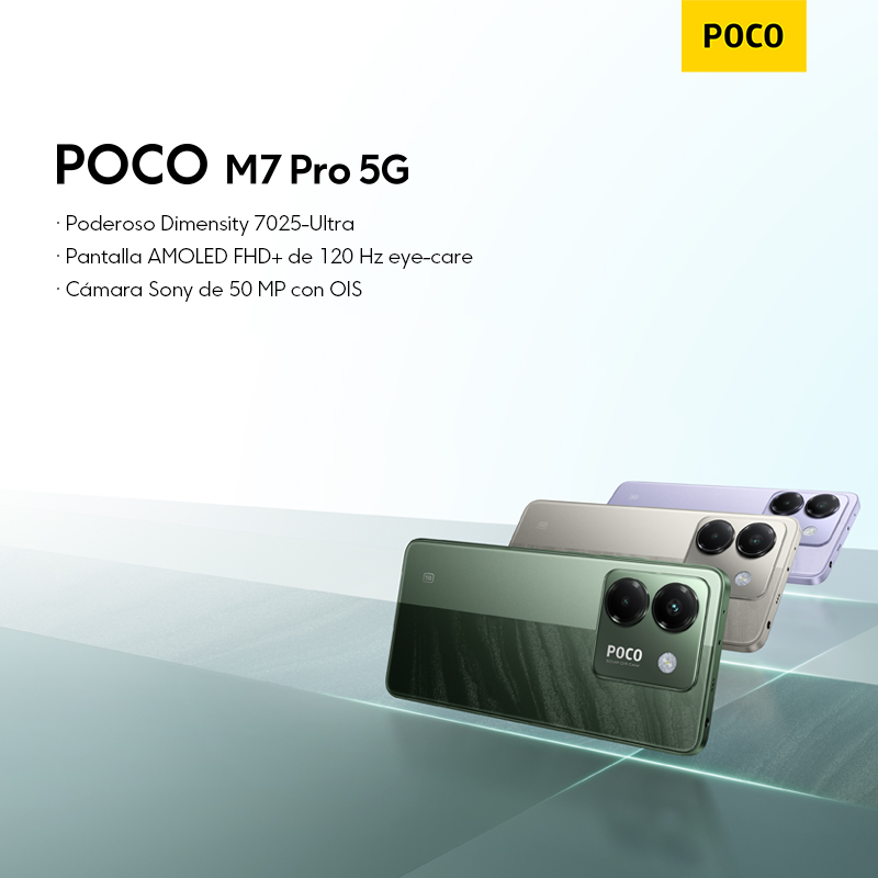 Xiaomi POCO M7 Pro Dimensity 7025-Ultra, Pantalla AMOLED FHD+ de 120 Hz, Cámara Sony 50 MP con OIS