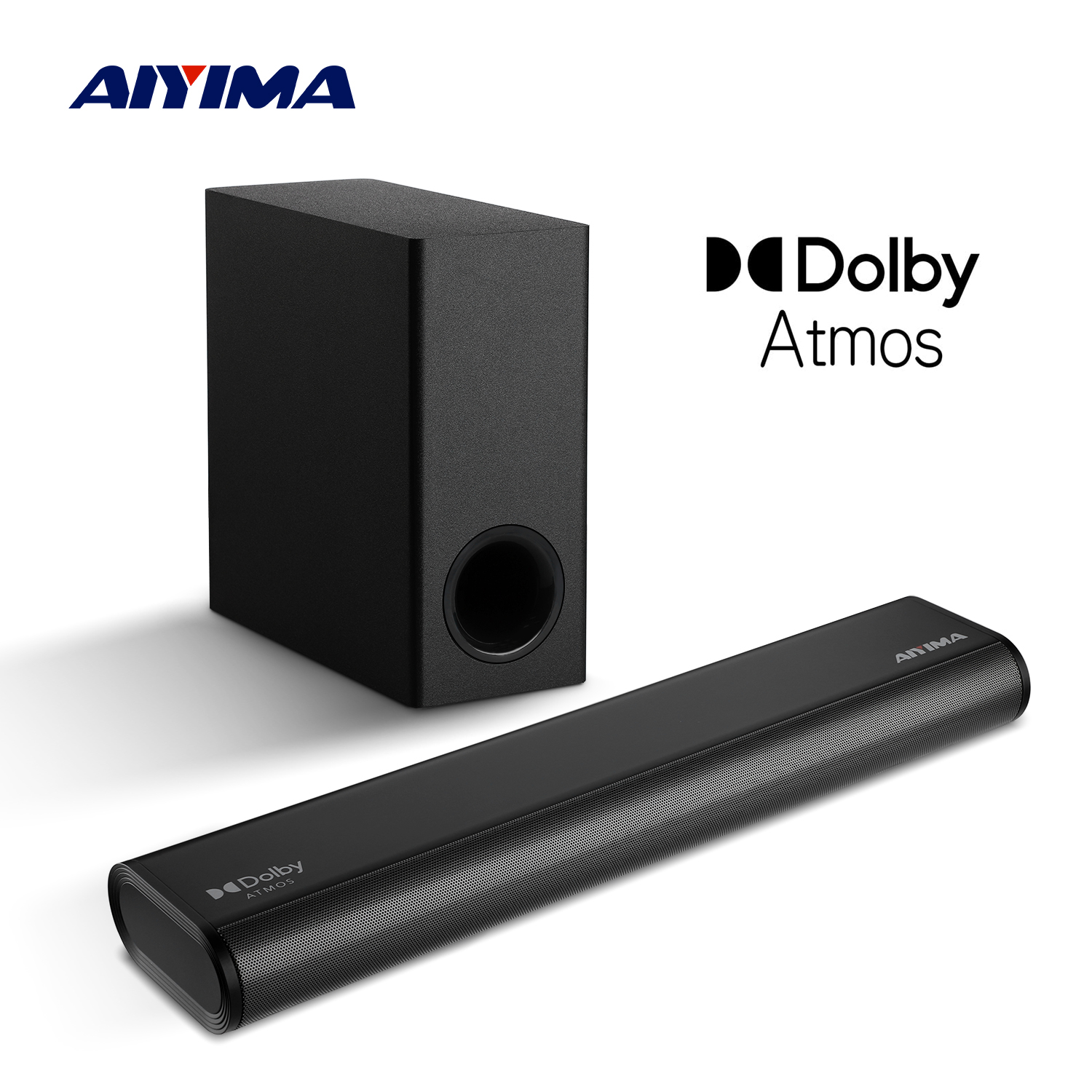 Barra de Sonido AIYIMA S07 Dolby 2.1 de 150W con Subwoofer Inalámbrico para TV, Bluetooth/Aux/Opt/US