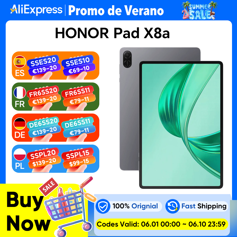 HONOR Pad X8a 11" con protección ocular, batería 8300 mAh, altavoces cuádruples gran amplitud