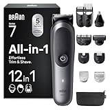 Braun Recortadora Todo en Uno Series 7 AIO7545, Kit de Styling 12en1 para Barba, Pelo, Orejas