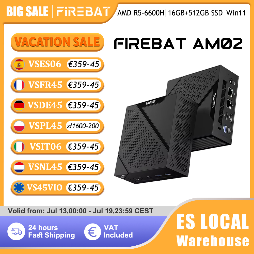Mini PC FIREBAT AM02 Ryzen 5 6600H 16GB LP DDR5 512GB SSD Windows 11 WIFI6 BT5.2