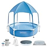 Intex - Piscina Desmontable Hexagonal, Metal Frame, Ø183x38 cm, 700 litros,Incluye toldo Desmontable