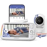 jeeber 2K/3MP Camara Vigilancia Bebe con App Movil, 5" IPS Pantalla, Rotación 360º, Visión Nocturna