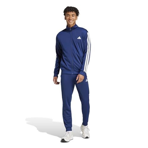 adidas Hombre Sportswear Basic 3 Stripes Tricot Track Suit, Dark Blue
