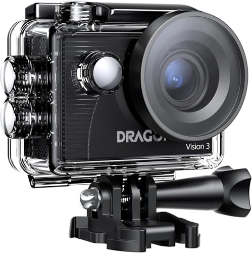 Dragon Touch Cámara de acción Vision 3 – 4K30FPS 20MP cámara subacuática Impermeable