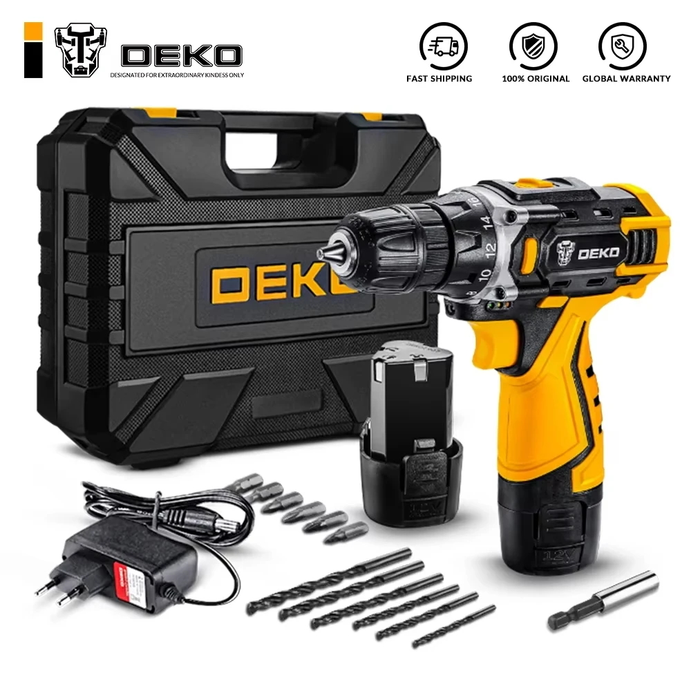 Taladro Inalámbrico DEKO 12V, 16V y 20V, destornillador eléctrico con batería de iones de litio CC
