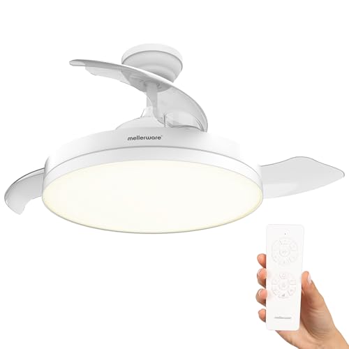 Mellerware - Ventilador de techo retráctil Brizy plegable de 40 W | 6 velocidades | 3 aspas
