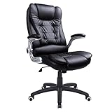 SONGMICS Silla de Oficina con Respaldo Alto, Reposacabezas y Asiento Gruesos, Reposabrazos Elevables