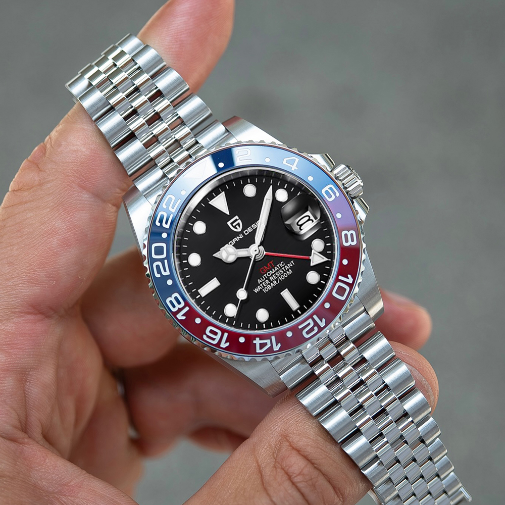 Reloj de pulsera mecánico PAGANI DESIGN para hombres GMT de lujo