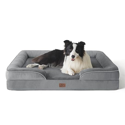 Bedsure Sofá Perro Ortopédica Grande - Cama Perro Desenfundable y Lavable, Colchon Perro