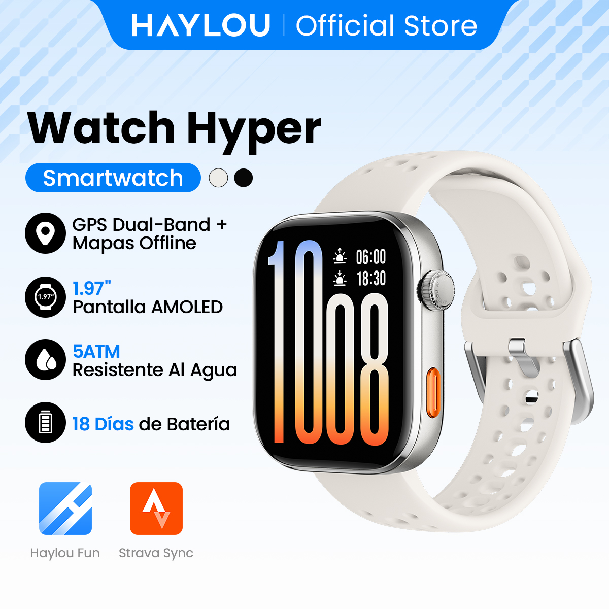 HAYLOU Hyper con Pantalla AMOLED de 1.97'', GPS de Doble Banda, Brújula, Mapas Offline, 5ATM