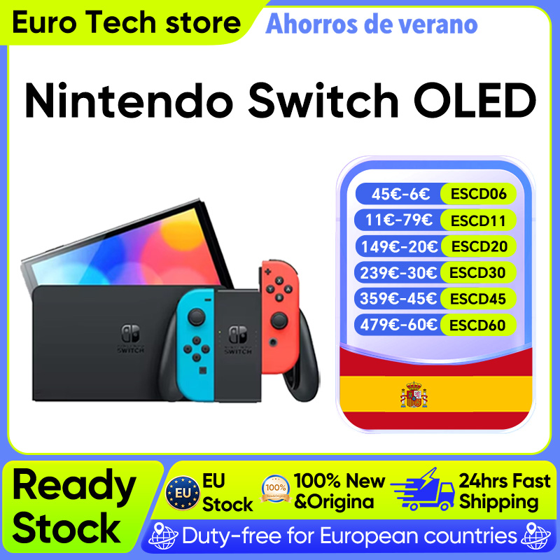 Consola Nintendo Switch OLED con pantalla de 7", Joy‑Con, modo TV estable, mango para videojuegos