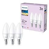 Philips - Bombilla LED tipo vela, 4.9W (Eq. 40W) 470 lúmenes, casquillo E14, Luz Blanca Cálida