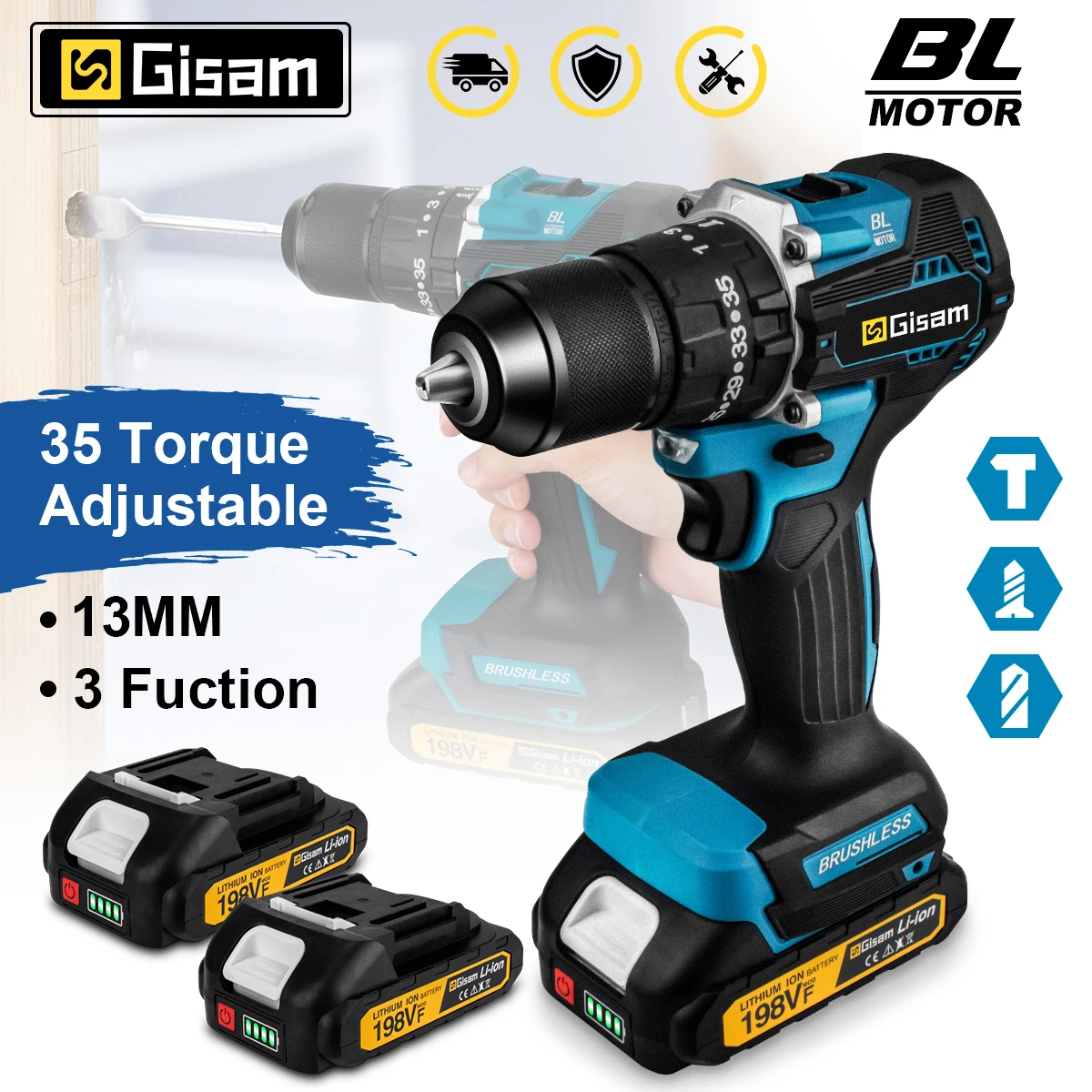 GIsam - Taladro eléctrico de 13mm