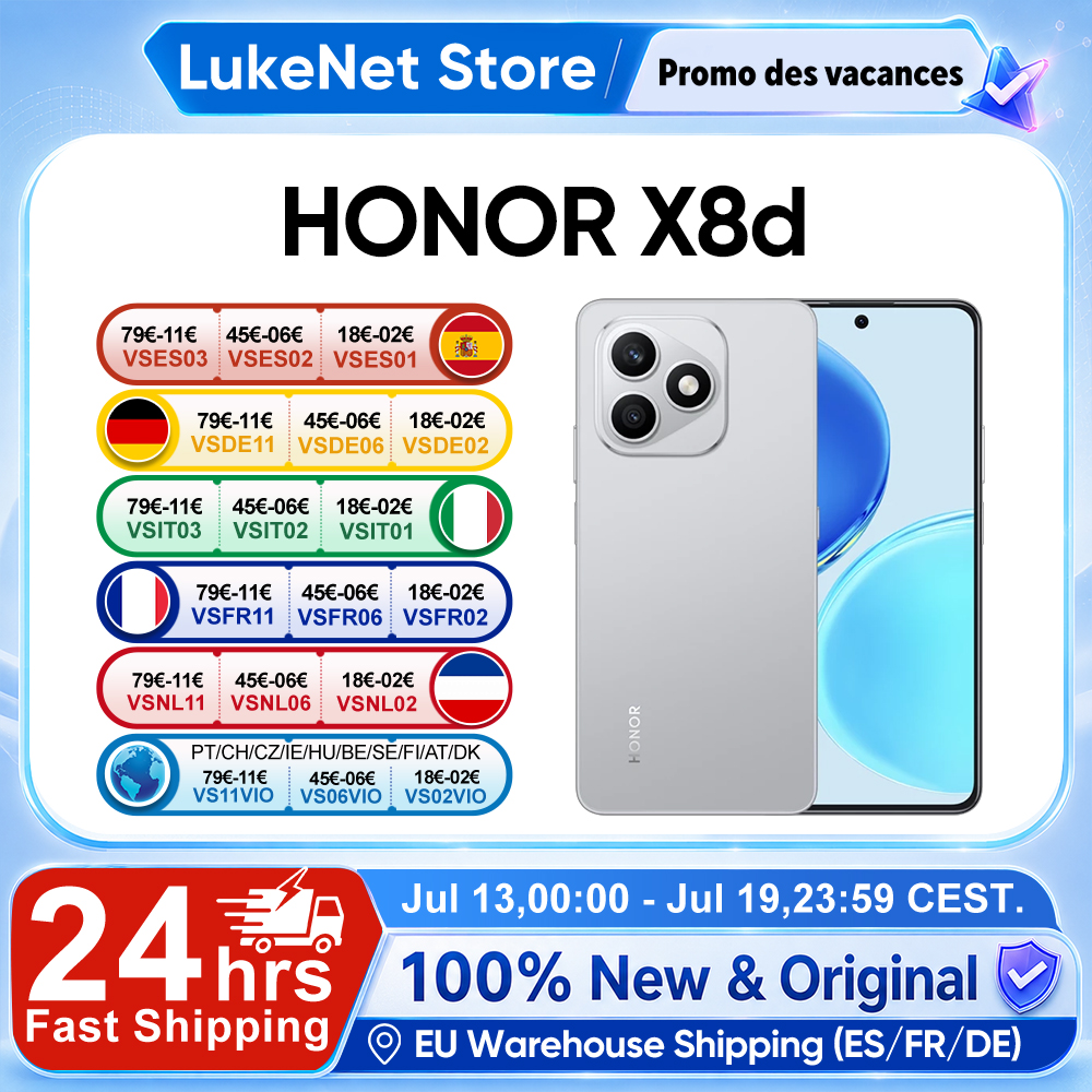 Smartphone HONOR X8d versión EU, Snapdragon 6s 4G Gen 2, pantalla AMOLED de 6.77
