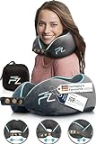Almohada de Viaje Viscoelástica FLOWZOOM Comfy – Soporte Ajustable 360°, Funda de Felpa Lavable