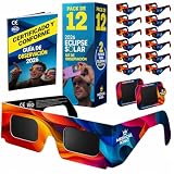 12 Gafas Eclipse Solar Homologadas ISO 12312-2 - Paquete de 12 Con 2 Lentes Fotográficos
