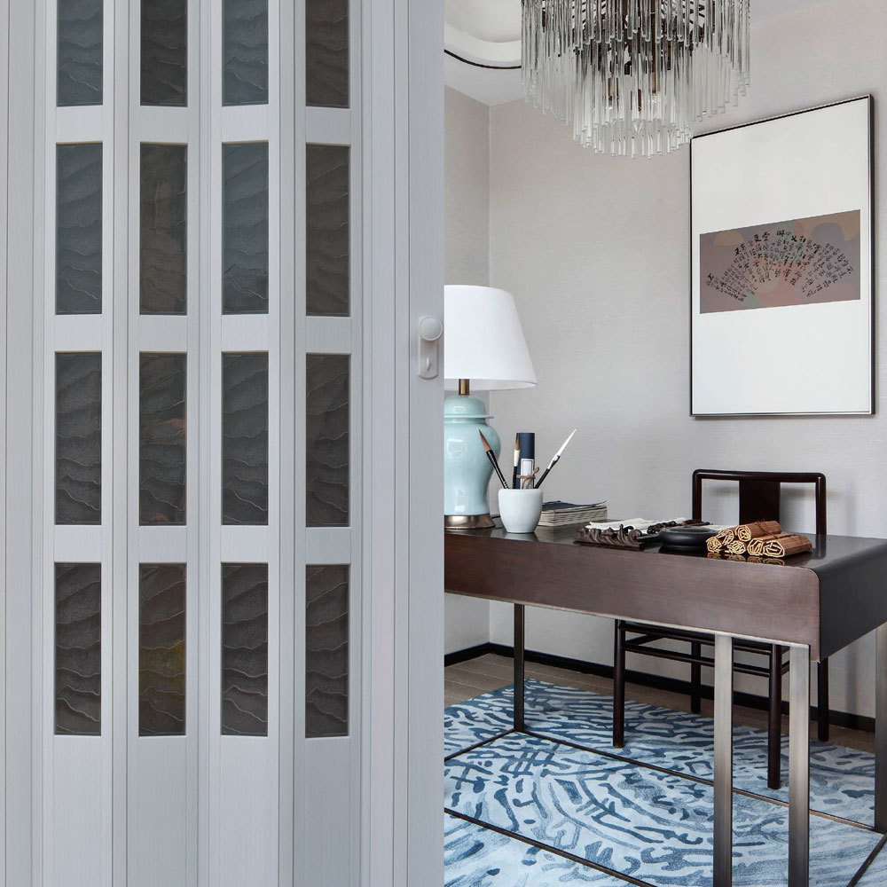Puerta De Interior Plegable De Pvc Imitacion Madera Blanca Con Cristales Pvc