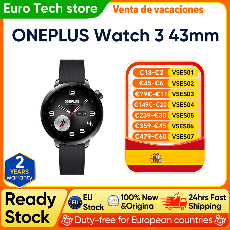 Reloj OnePlus Watch 3 de 43 mm, Pantalla LTPO A0MOLED, 5 Días de Batería, Control de Salud 60S, GPS