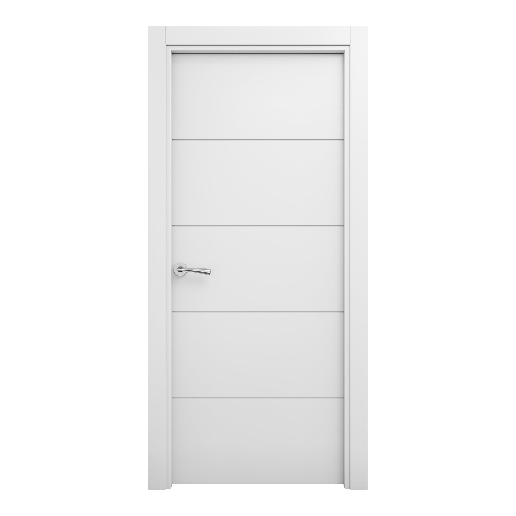 Puerta De Interior Maciza Lacada Lor Blanca 62,5Cm Derecha Con Tapajuntas Geom