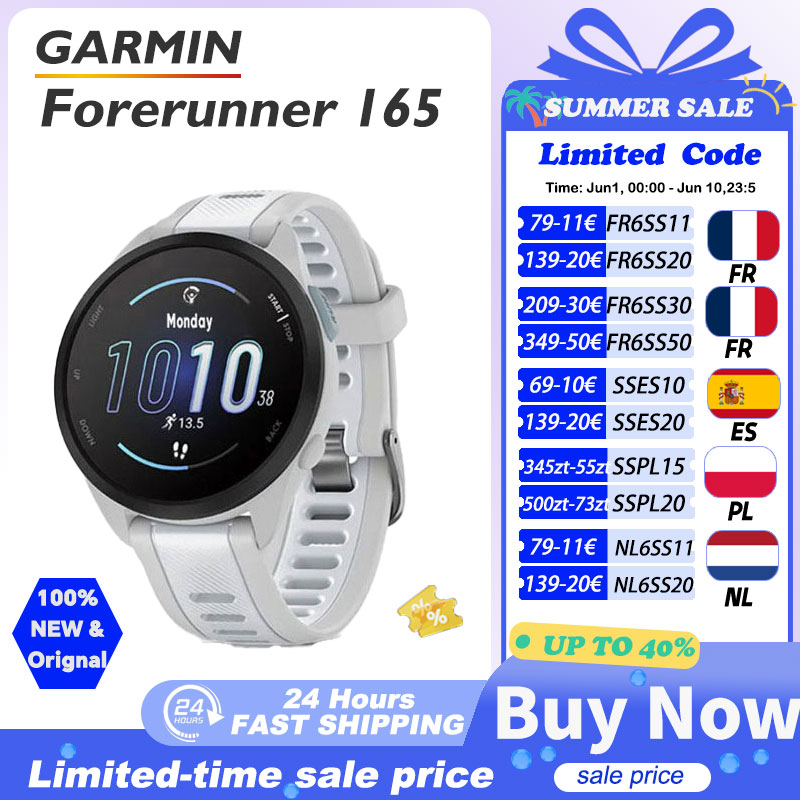 GARMIN Forerunner 165 pulse ox sensor de seguimiento del estrés