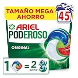 Ariel Pods PODEROSO Detergente lavadora capsulas | 45 Lavados | Original | POD GRANDE = 2 PODS